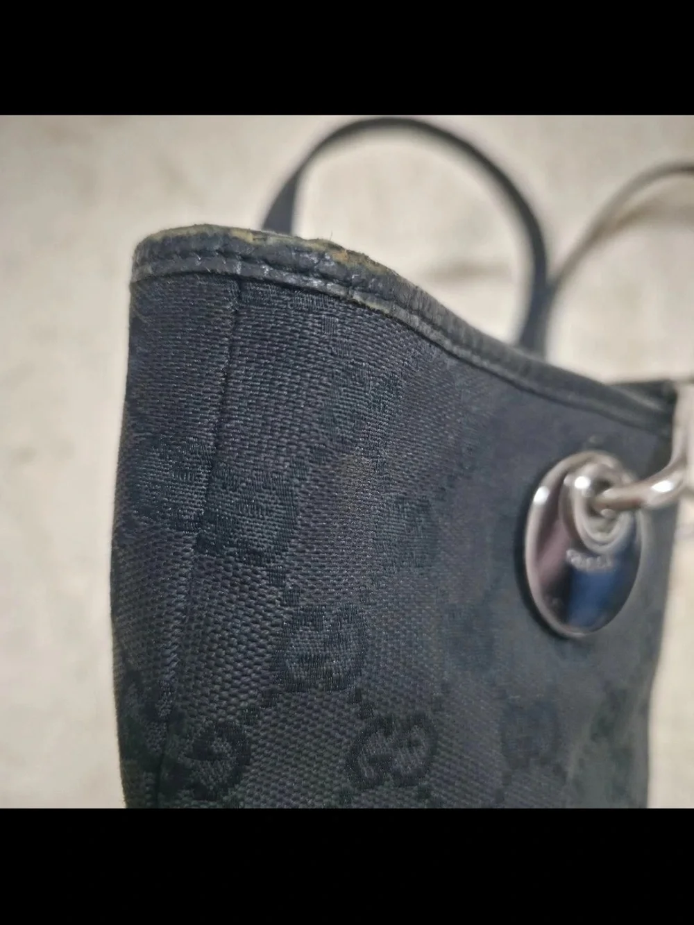 Gucci Black GG Canvas Tote with Double Shoulder Straps